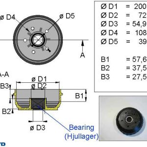 Bromstrumma 200x50 5x108 AL-KO Euro plus Kompaktlager