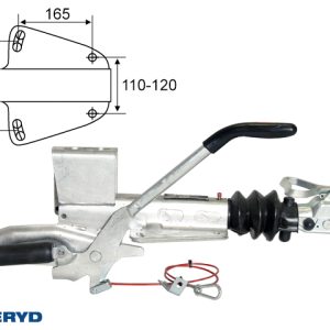 Påskjutsbroms Knott KF20-A, utf. GF 1100-2000kg, med konsoll för stödhjul och gjutkulkoppling