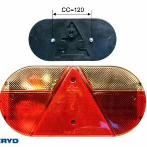 Baklampa Jokon Vä 283x135x60 med triangelreflex. Bajonettanslutning 6-pol.