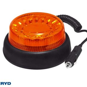LED Varningslampa gul. Kabel 3m med koppling för cigarettuttag. Magnetfäste