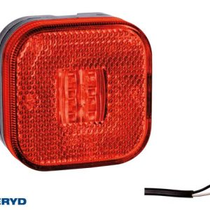 LED Positionsljus Valeryd 62x62x27 röd med reflex 12-30V inkl. 450mm kabel